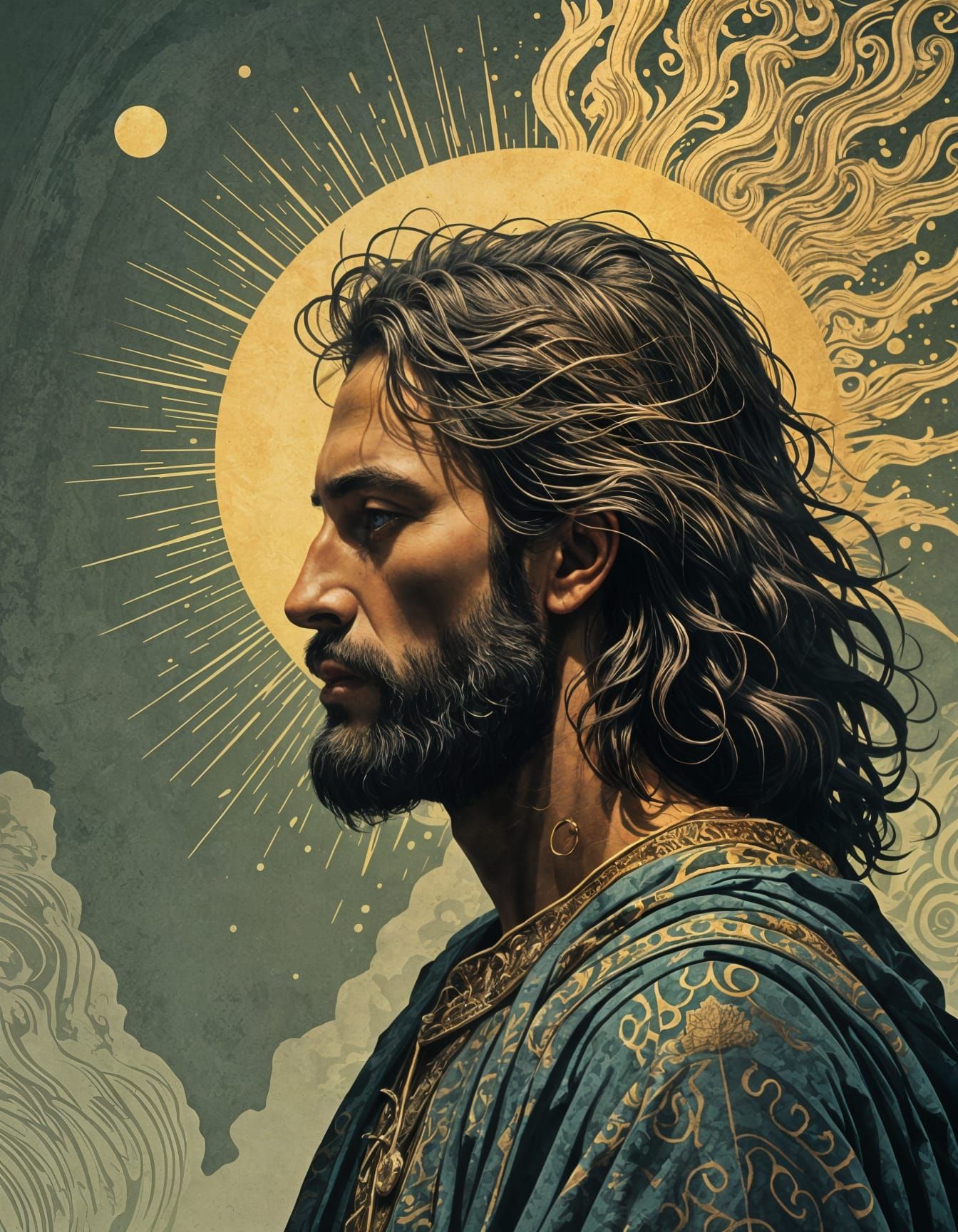 Divine John the Baptist Halftone Editorial Illustration