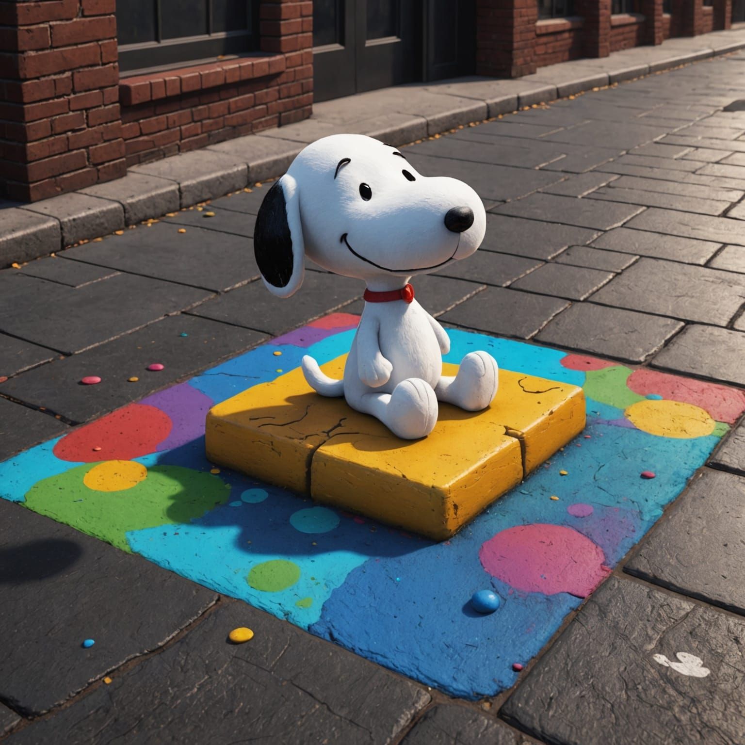 Snoopy Sidewalk Chalk Art: Detailed Matte Painting