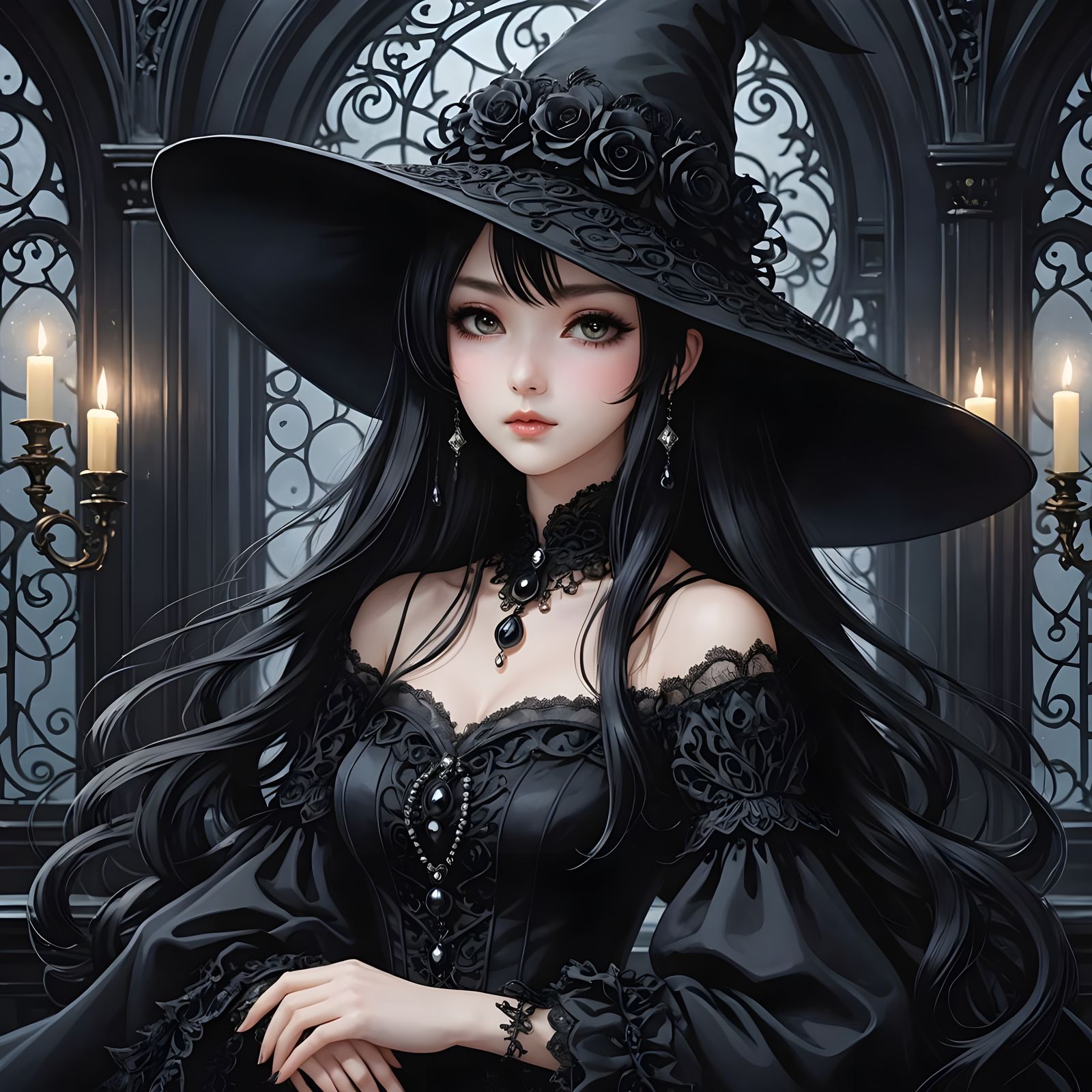 Kawaii Witch Portrait in Anime Style