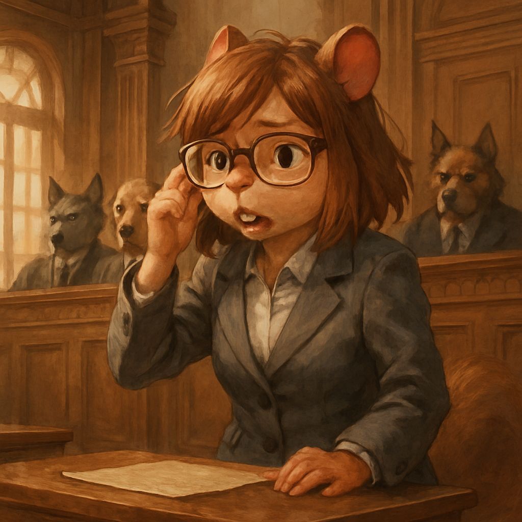 Timid Squirrel Attorney in Courtroom