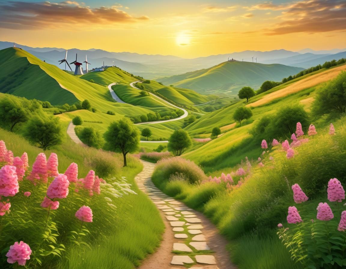 Scenic Mountain Path in Gouache and Watercolor