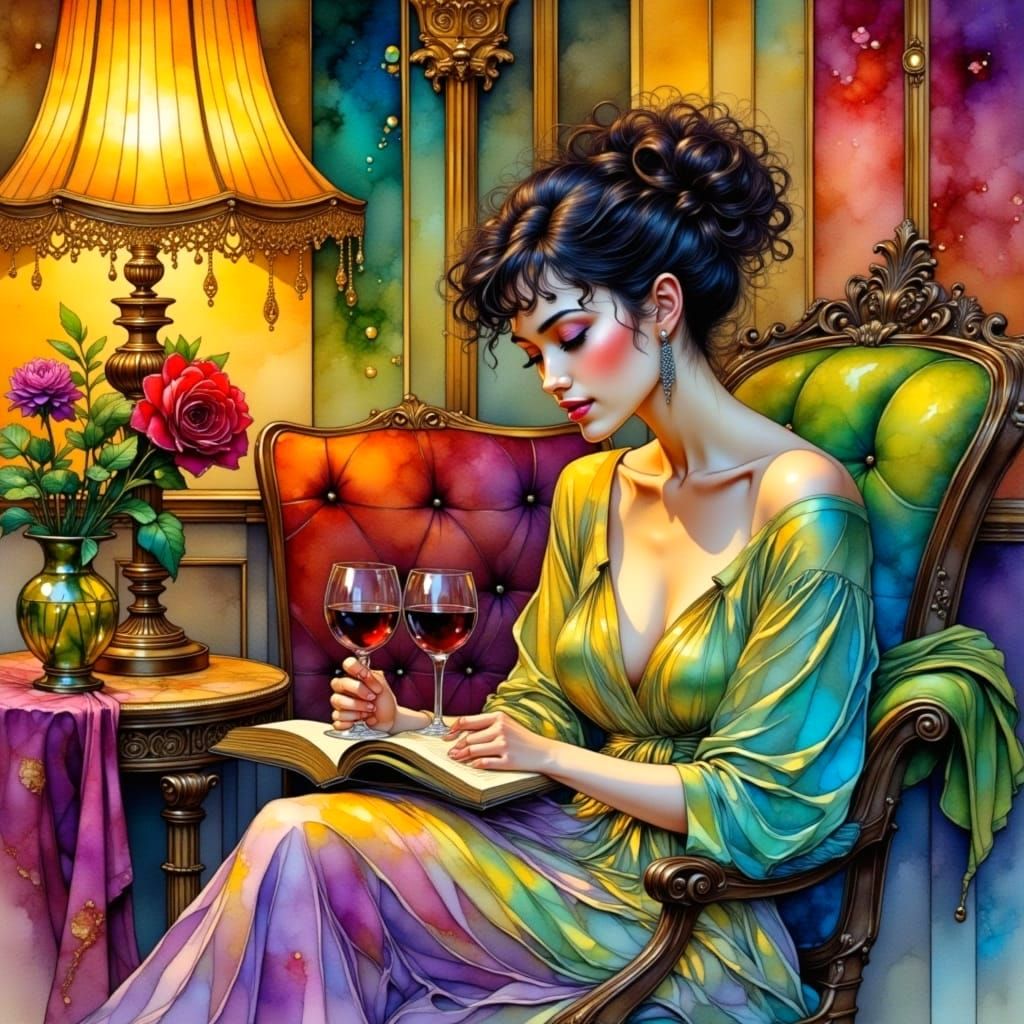 Opulent Lifestyle in Watercolor Alcohol Ink Style