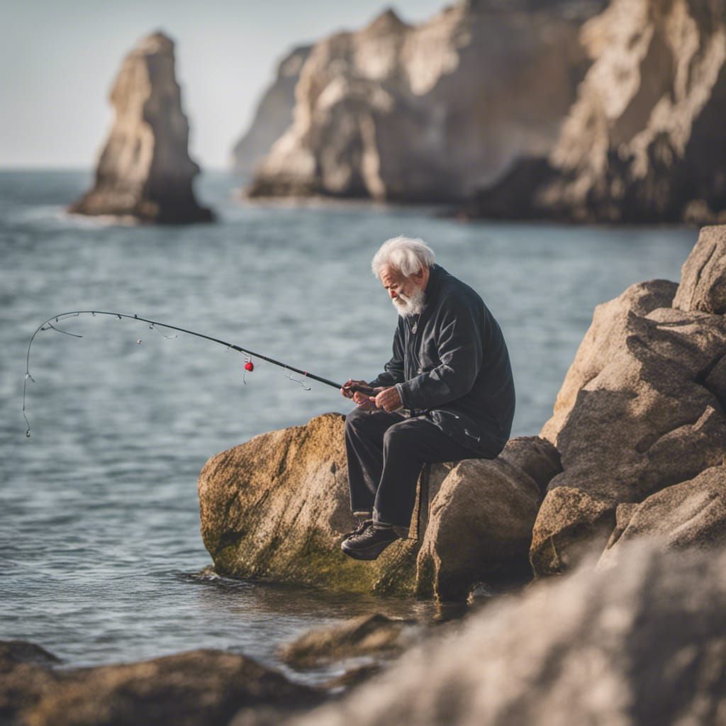 Old Man Fishing at Shark Fin Cove