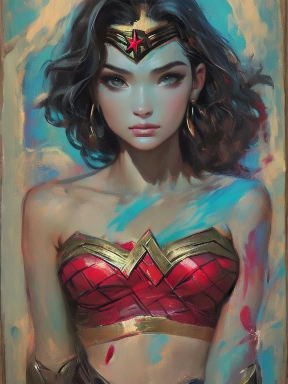 Wonder Woman as Painted Illustration