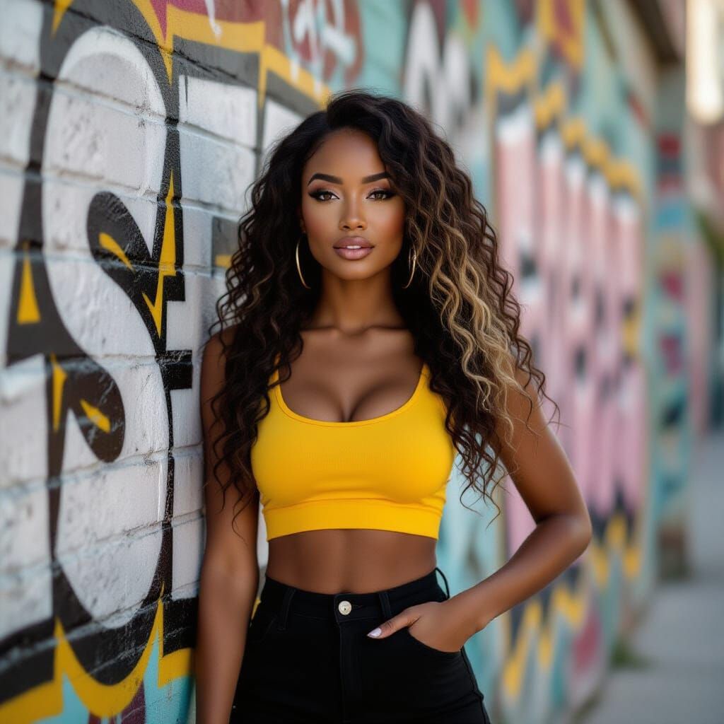 Urban Fashion Portrait of Confident Black Woman