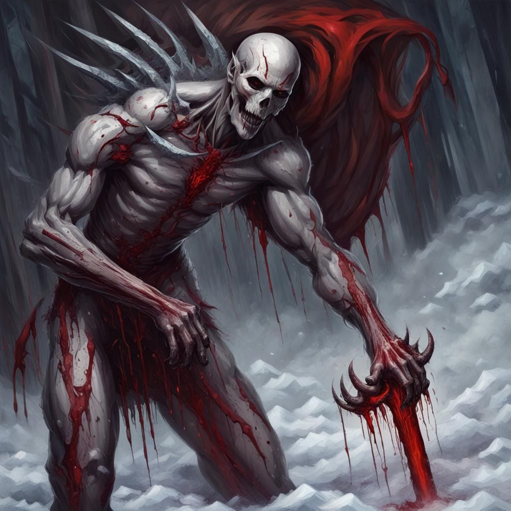 Abstract Ice and Blood Surreal Composition