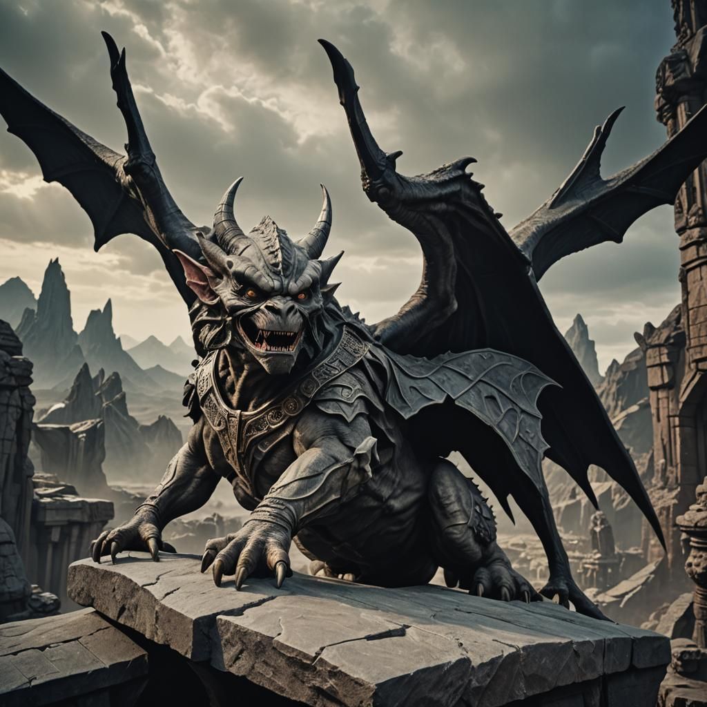 Klingon Gargoyle Hybrid Creature in Cinematic Style
