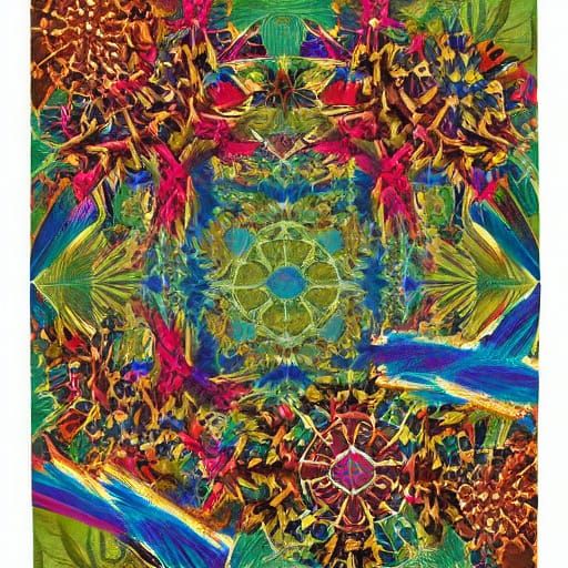 Polynesian Pigs in Kaleidoscope Art Style