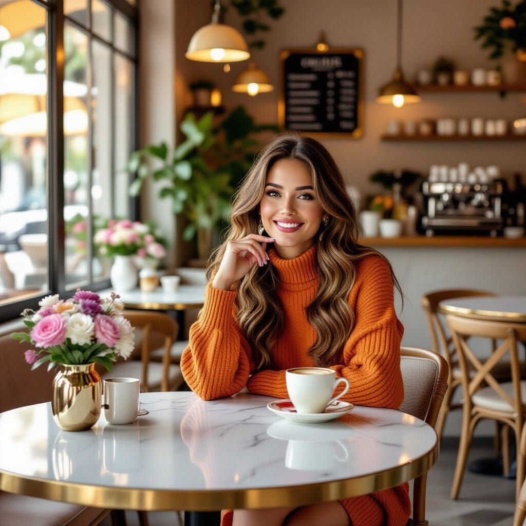 Elegant Cafe Tables in Chic, Hand-Drawn Style
