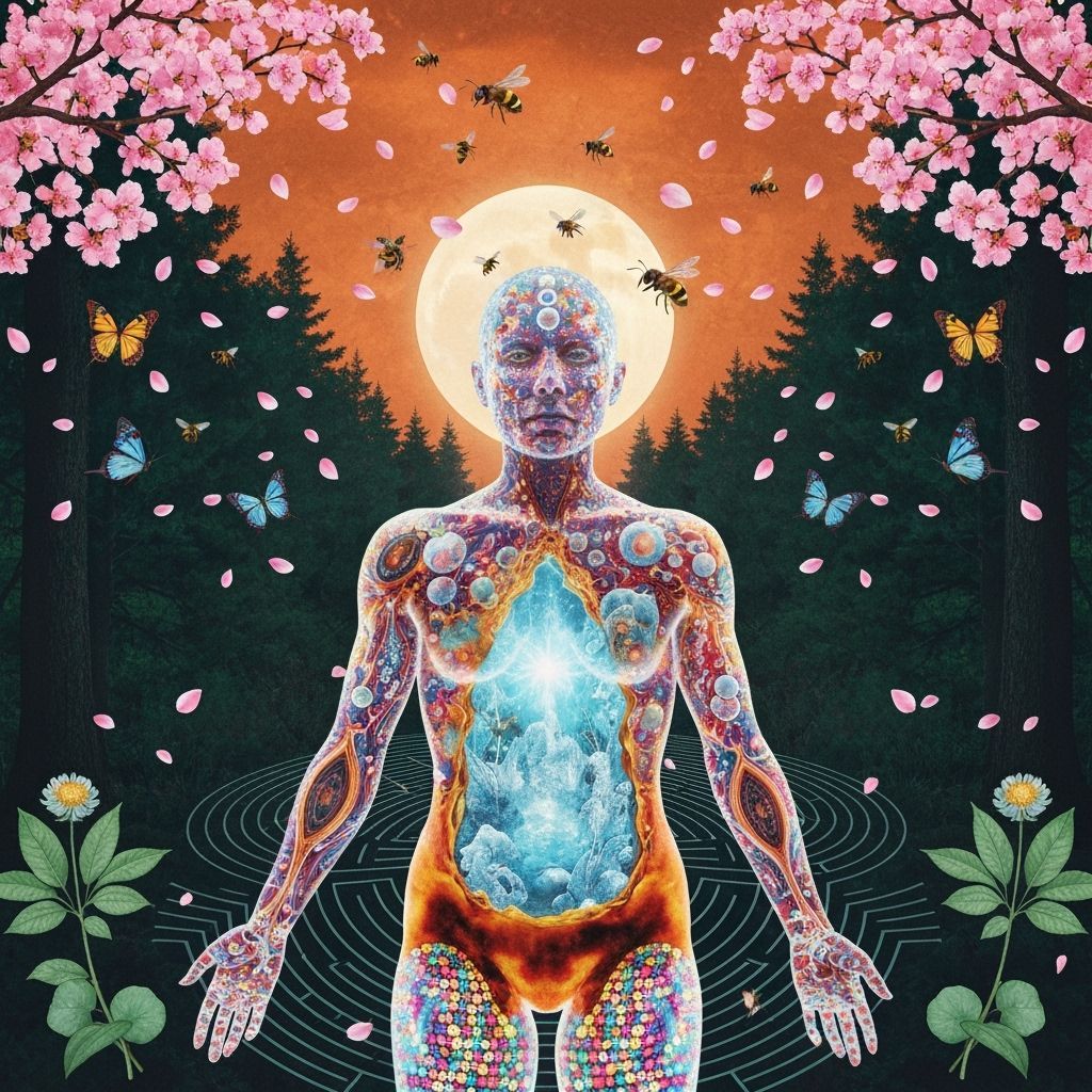 Mystical Shaman Collage in Moonlit Forest