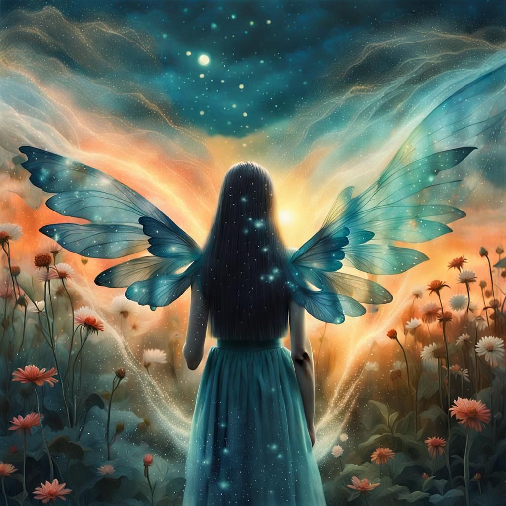 Fairies in Dreamlike Digital Collage With Alien Twist