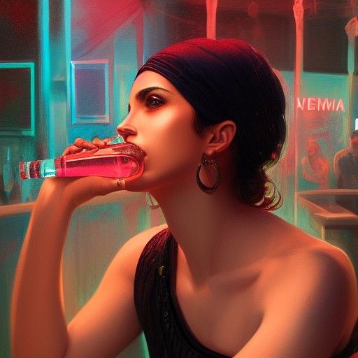 Devout Woman Portrait in a Gay Club, Digital Art