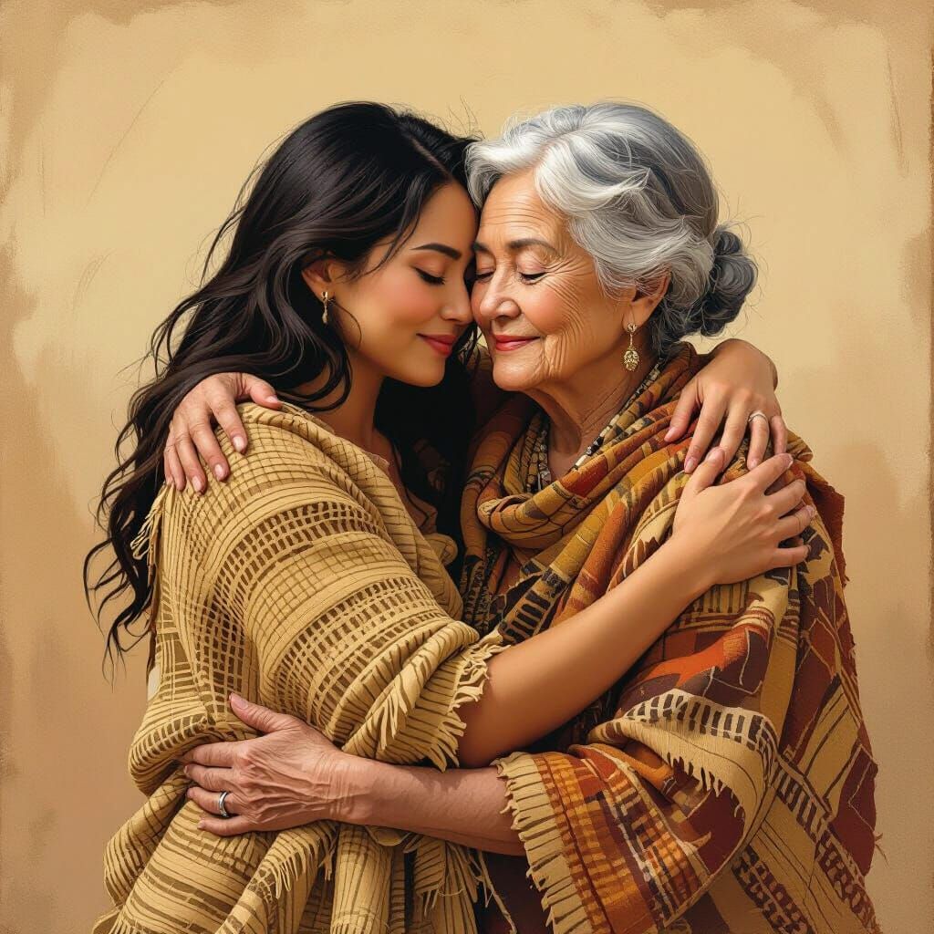 Emotional Embrace: Digital Painting of Two Women