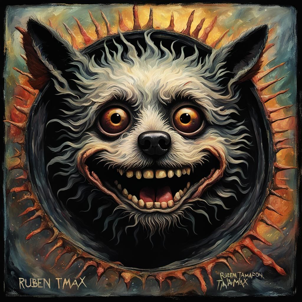Creepy Dog Album Cover in Impasto Style