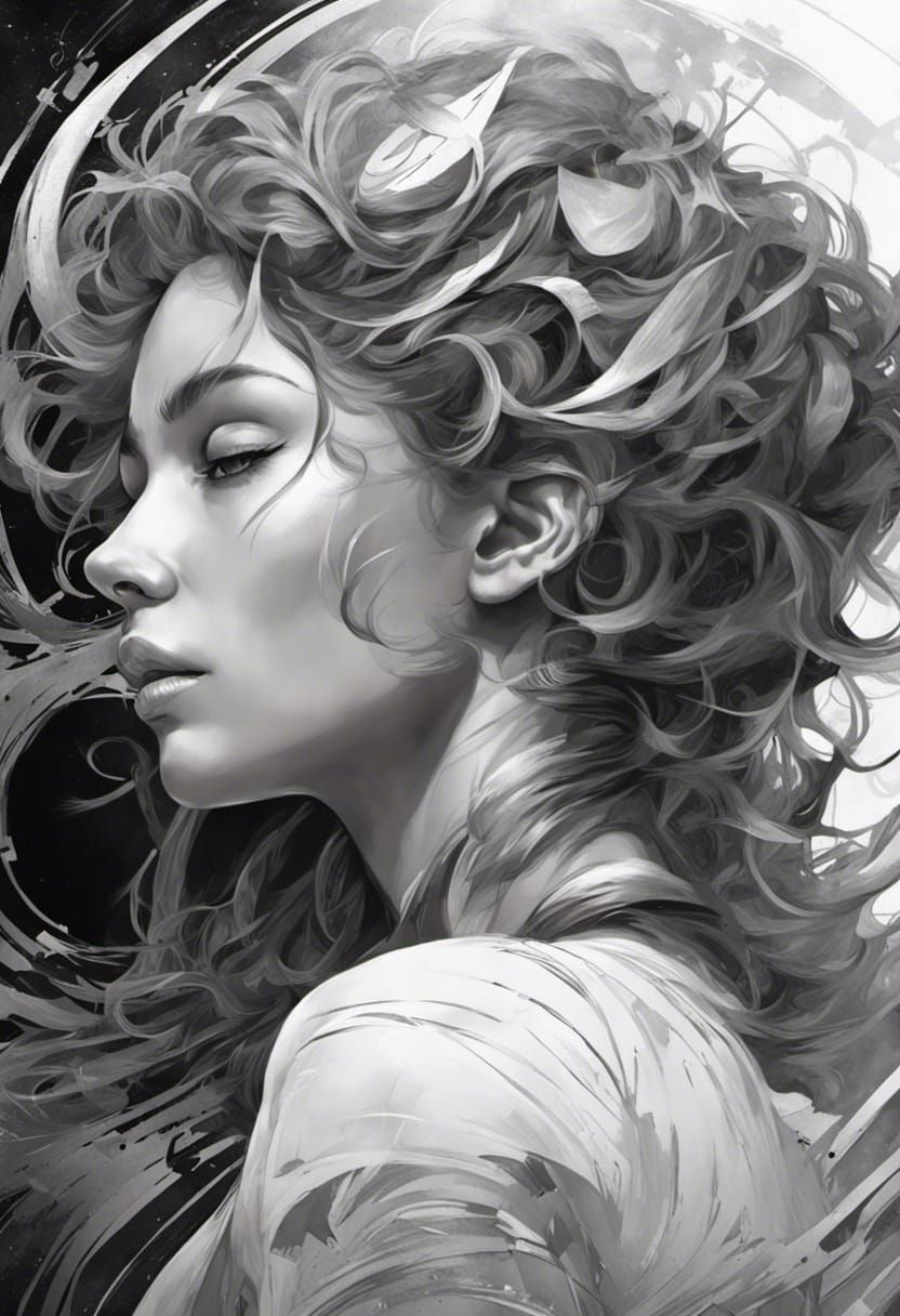 Monochrome Musical Notes in Space Portrait