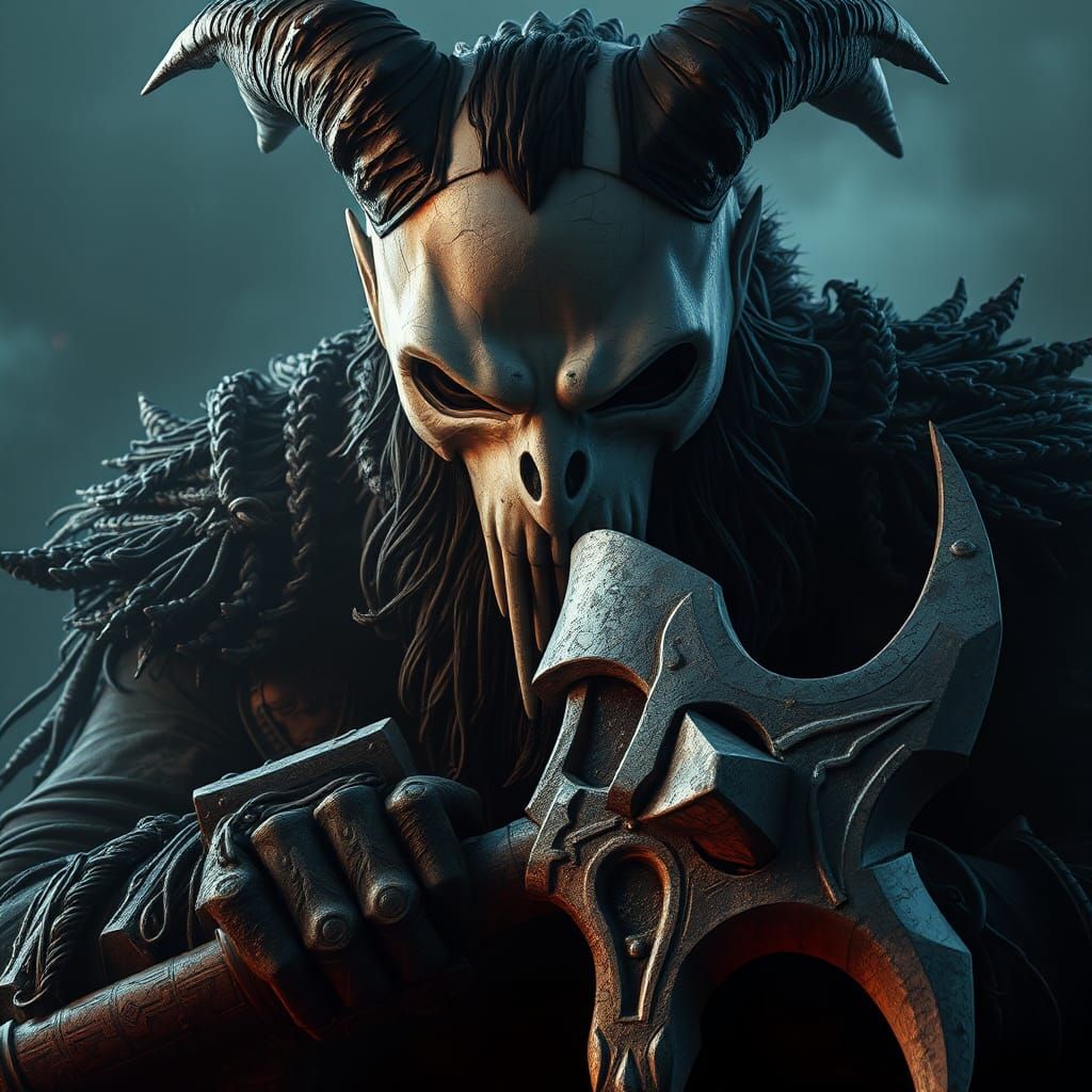 Menacing Masked Villain in Dark Fantasy World