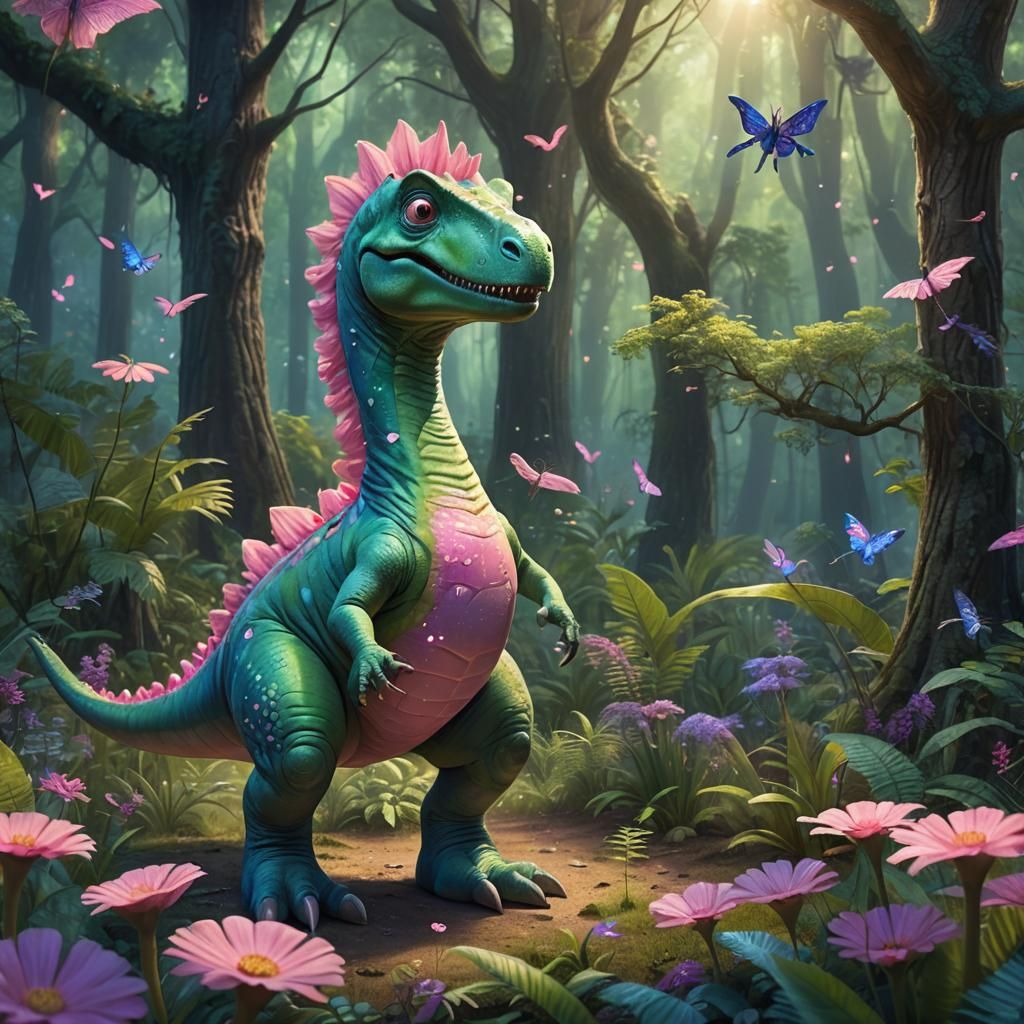 Friendly Dinosaur in Tutu, Fantasy Concept Art