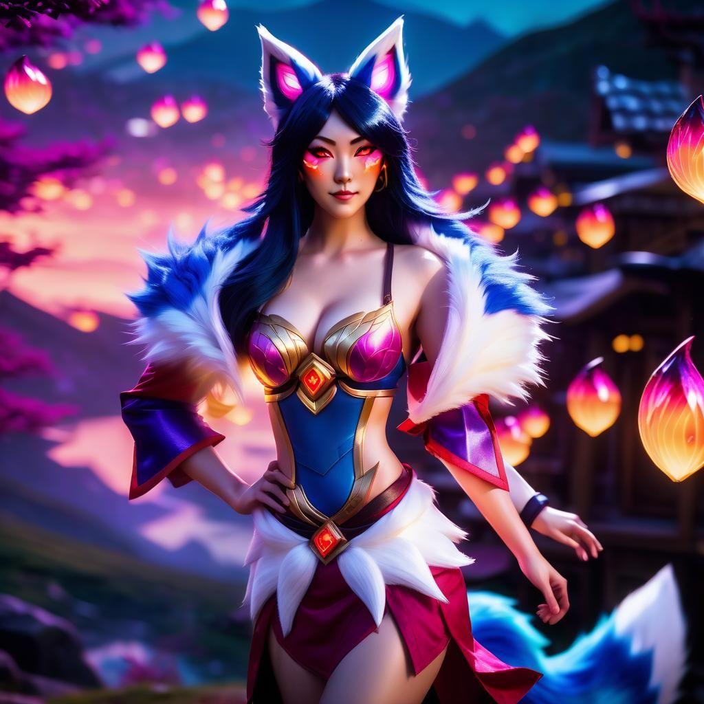 Ahri in Enchanted Highlands: Dreamcore Digital Art