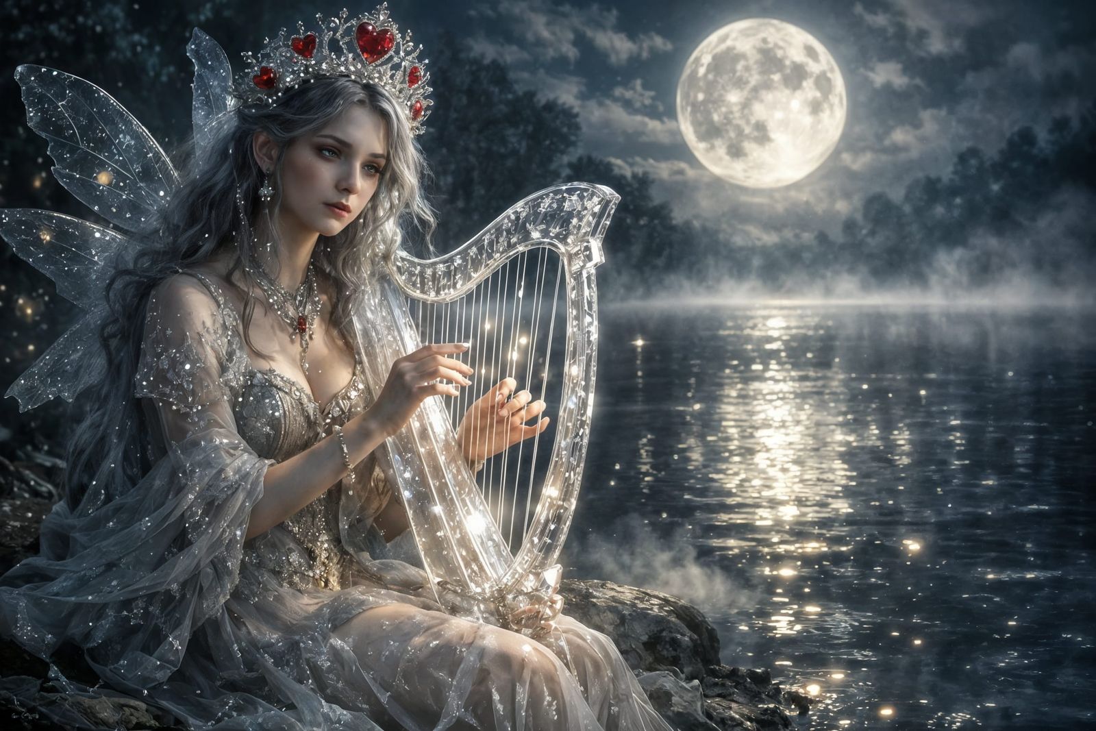Melancholic Water Spirit Queen by Moonlit Lake