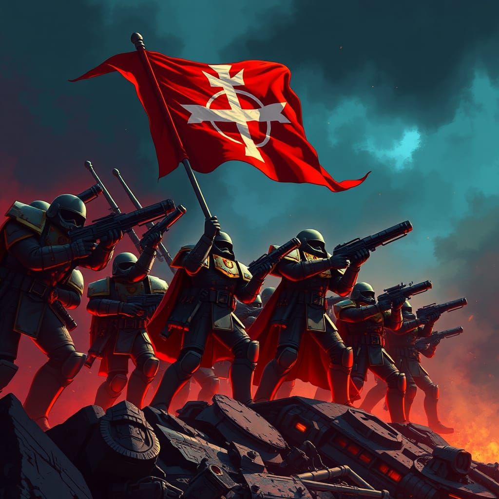 Cadian Guard Last Stand in John Blanche Style