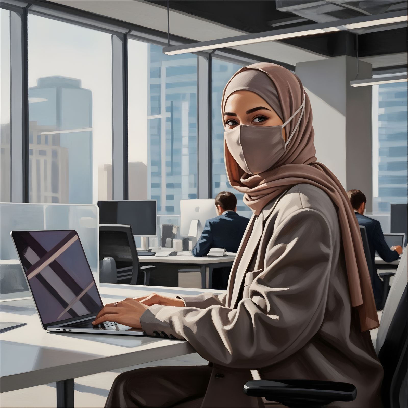 Confident Hijabi Businesswoman in Modern Office