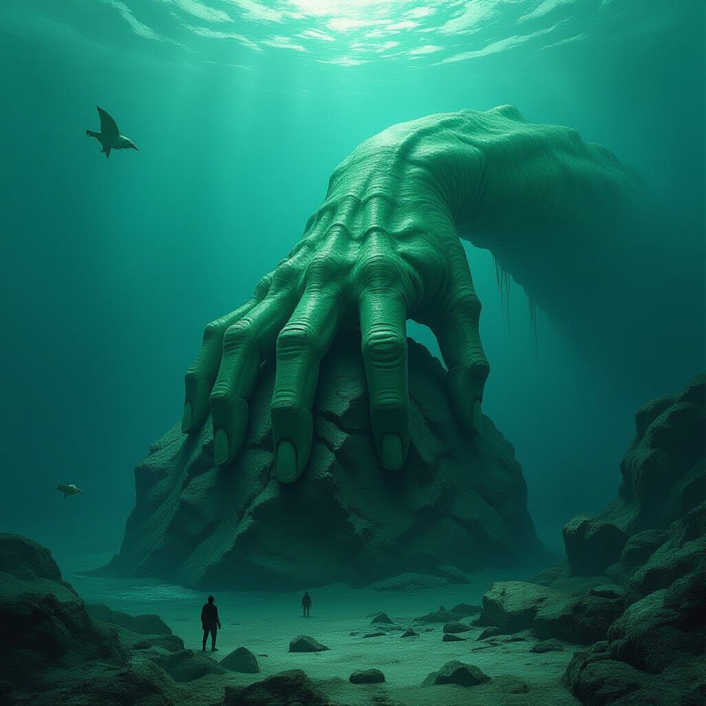 Colossal Deep One Hand Emerges from the Abyss