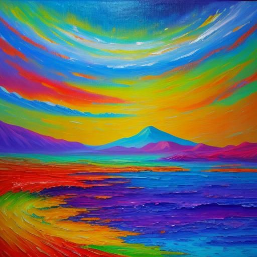 Utopian Cityscape in Expressionist Oil Painting