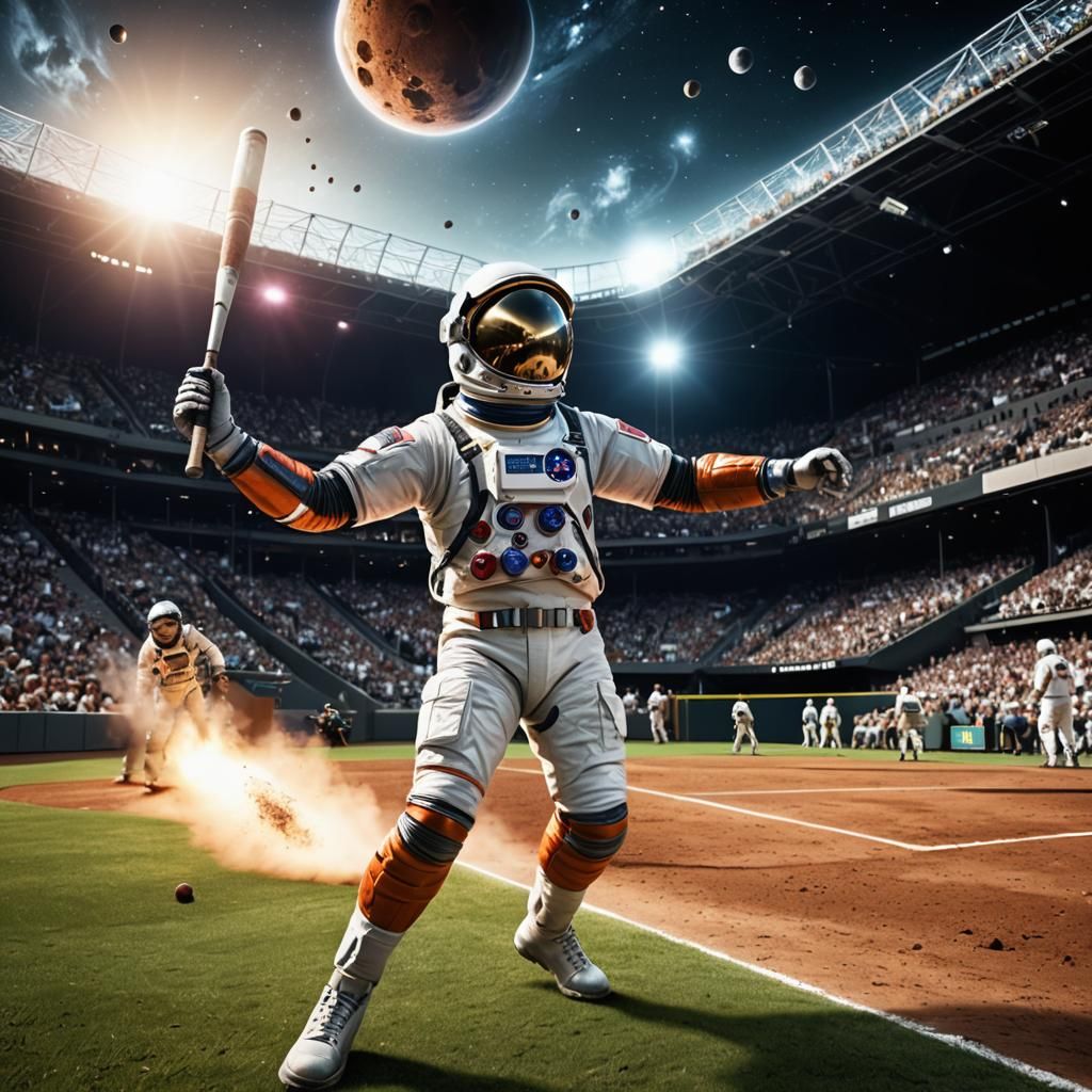 Astronaut Baseball Game on the Moon