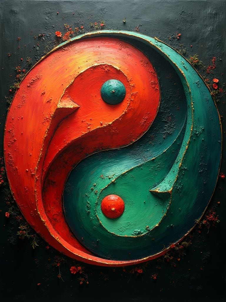 Harmony of Opposites in Vibrant Surrealism