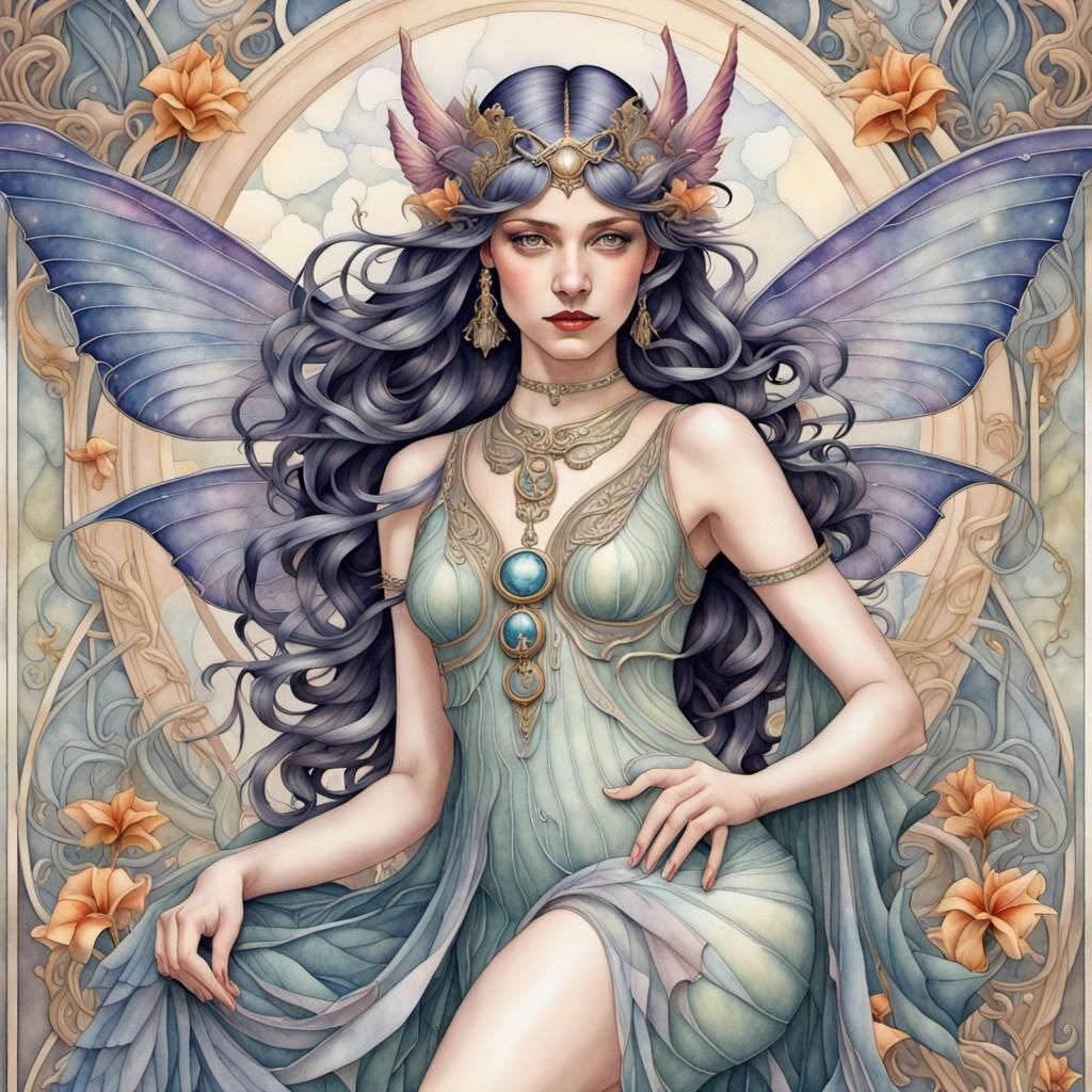 Art Deco Fairy in Art Nouveau Magical World