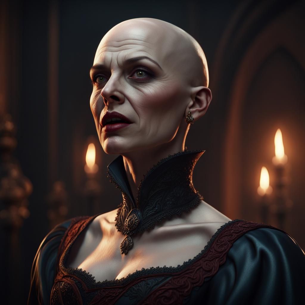 Female Dracula Portrait in Detailed Matte Painting Style