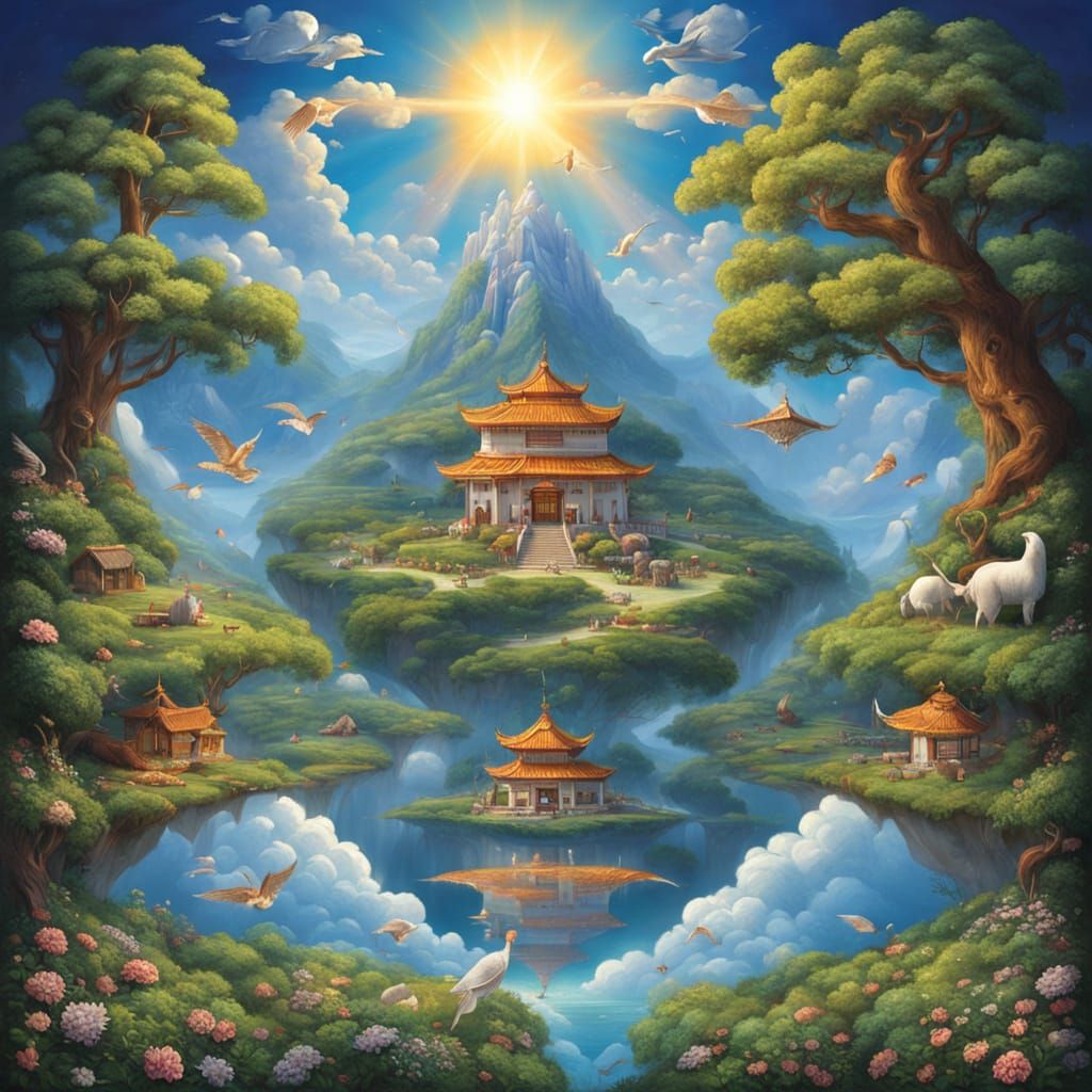 Three Heavens: Divine, Chaotic, and Earthly Realms