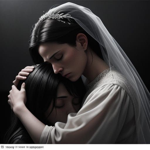 Bride Embraces Mother, Mourning Lost Father