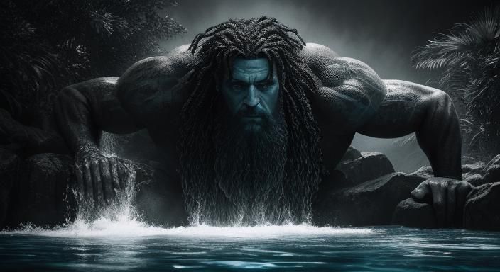 Giant Water Spider Chasing Swimmer, Hyper-Realistic Digital ...