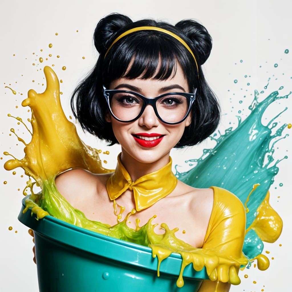 Slime Maid with Bucket in Pop Art Style