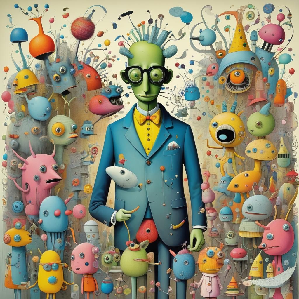 Pop Surrealism Anthropomorphic Caricature in Pop Art Style