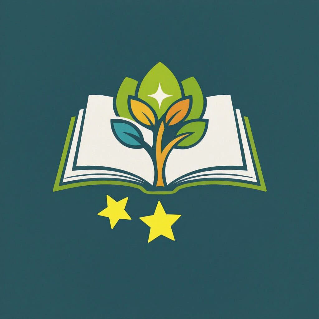 STEMRize Logo: Book, Star, and Tree Stem for Education