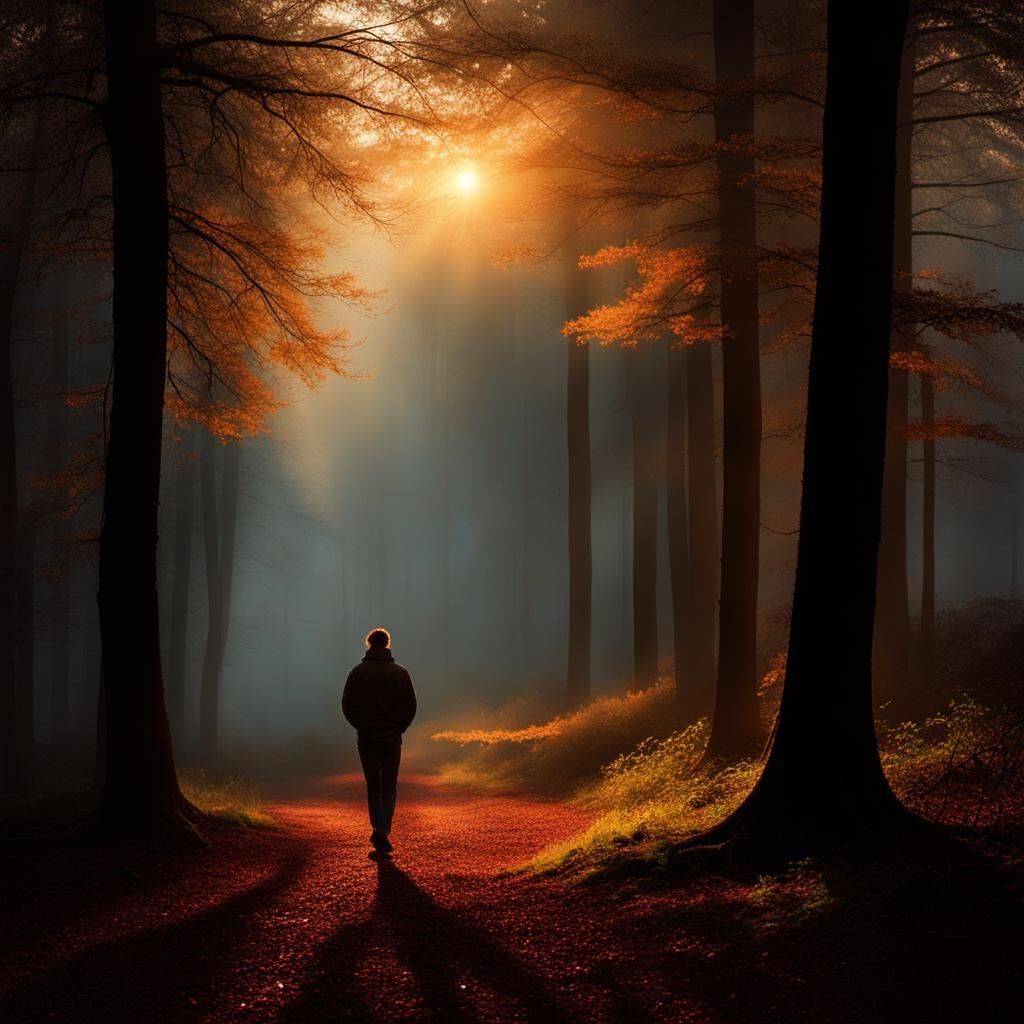 Surreal Dreamscape: Prince in a Misty Forest