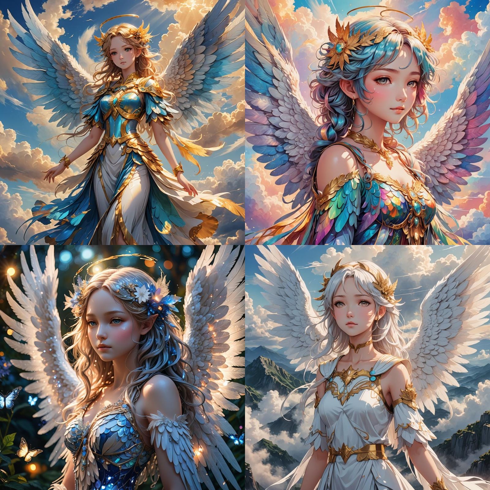 Anime Seraphim Nymph in Cel-Shaded Style