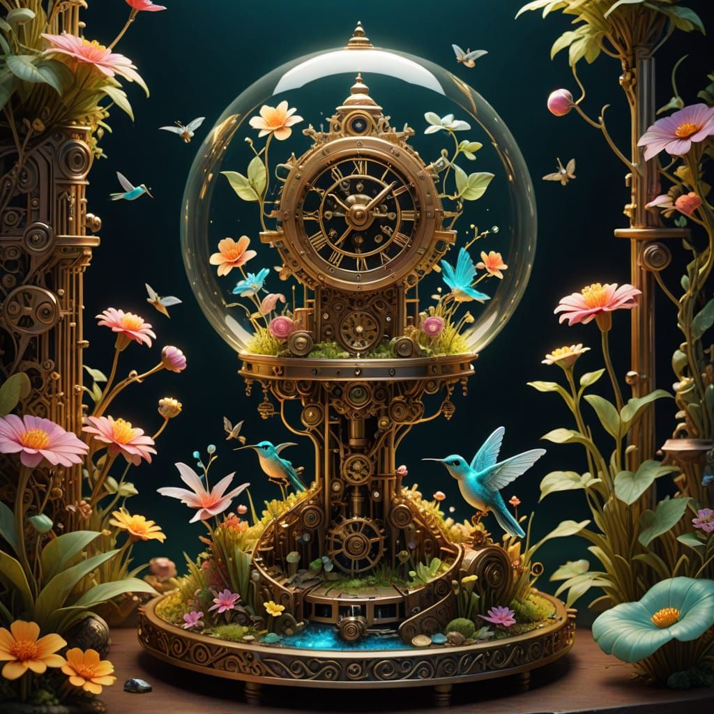 Steampunk Automaton in Floating Island Garden