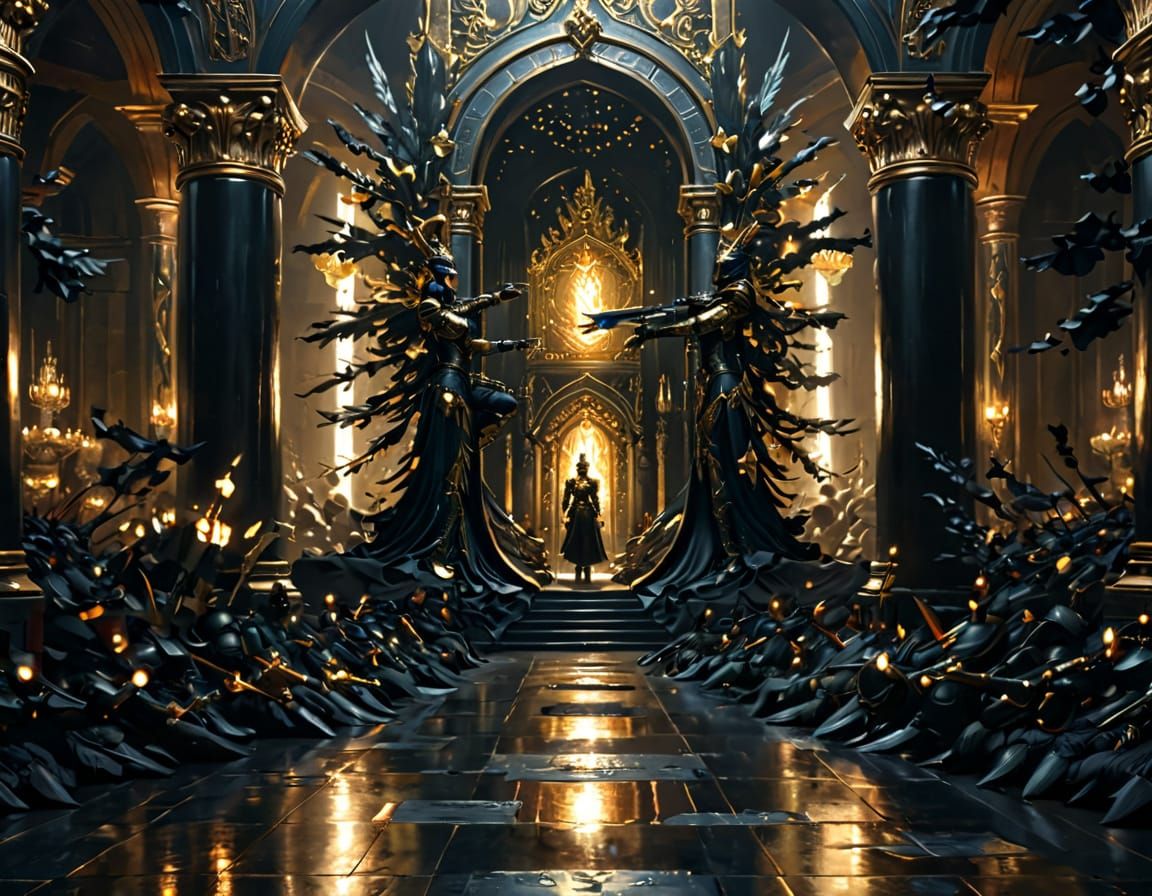 Warrior Queen in Throne Room: Digital Fantasy Art