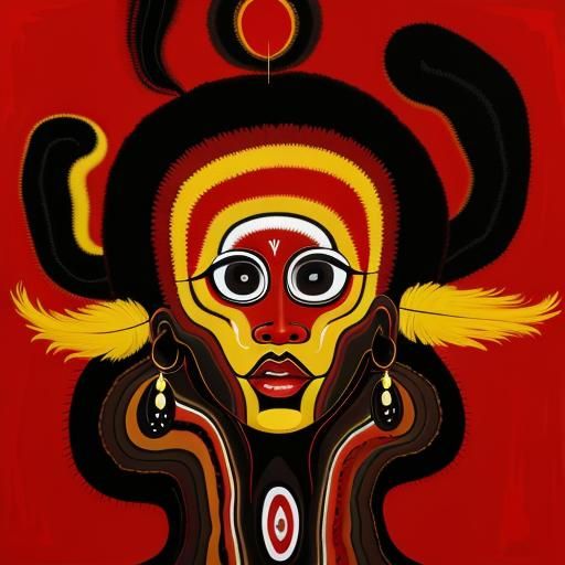 Surreal Faces in Abstract Aboriginal Oil Painting