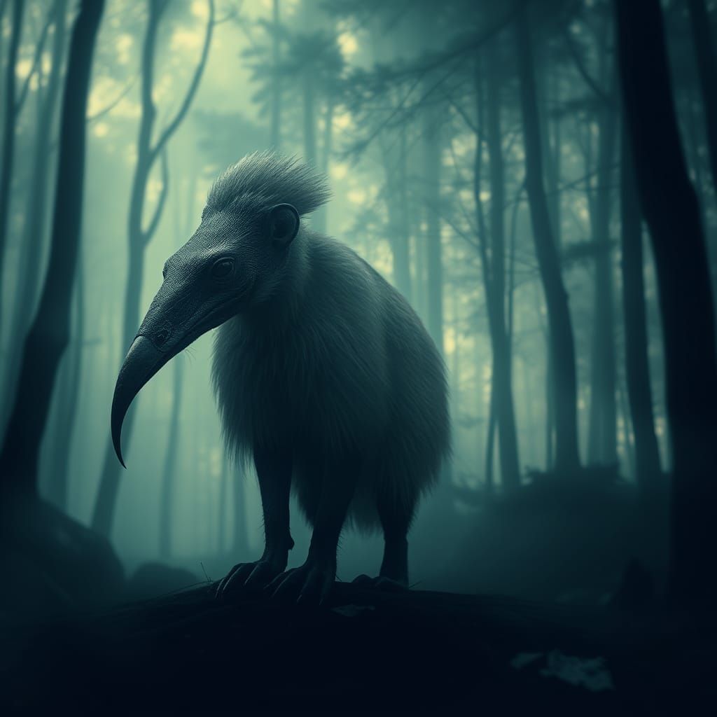 Surreal Anteater in Dreamlike Mirrored Forest