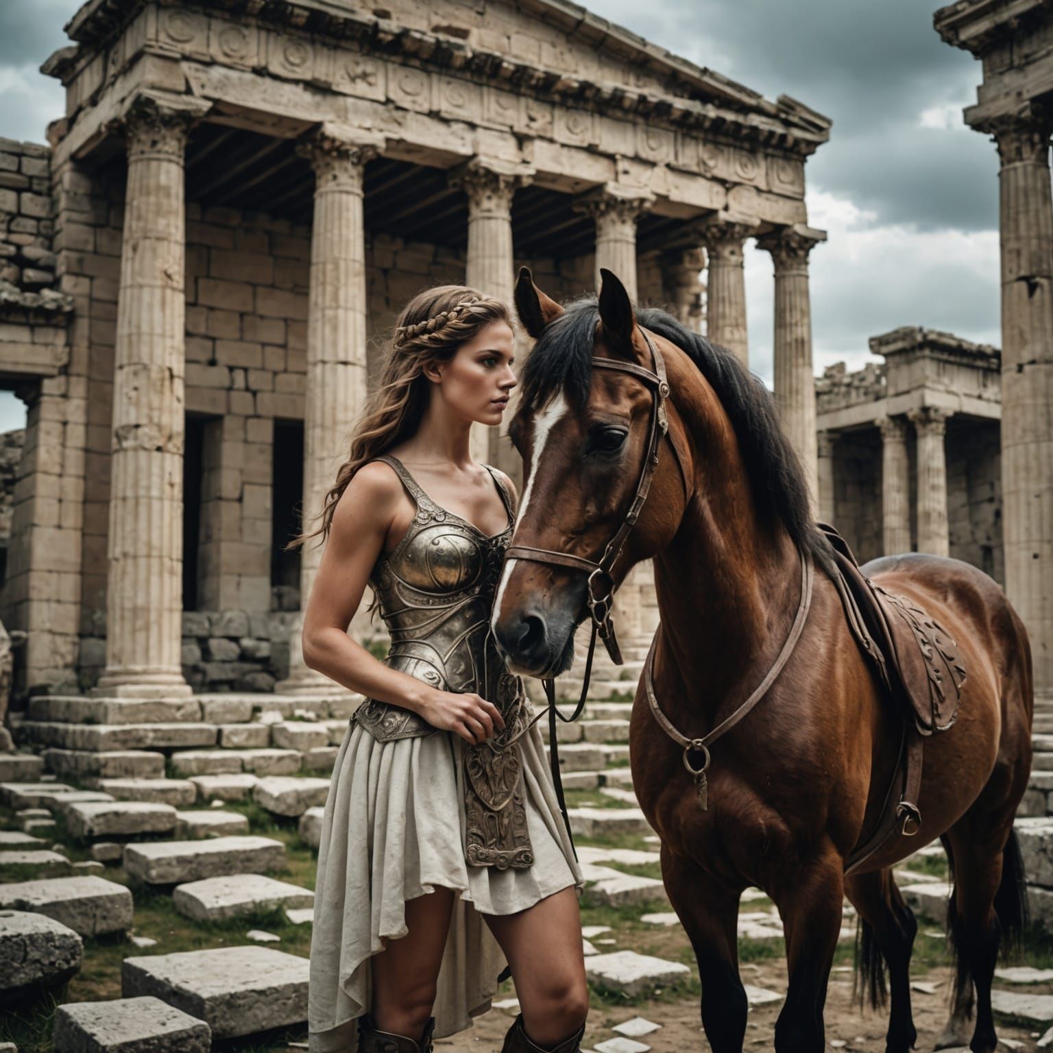 Feminine Centaur Amongst Ancient Greek Ruins