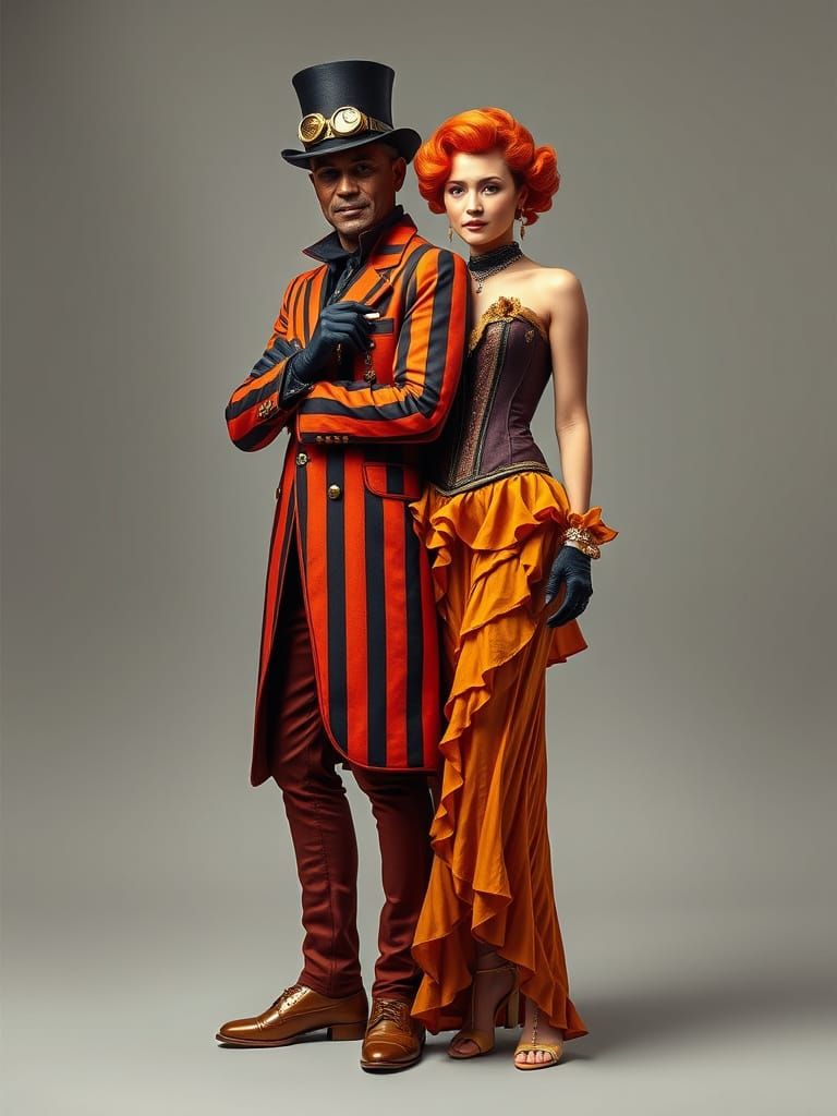 Elegant Steampunk Couple Exudes Timeless Sophistication