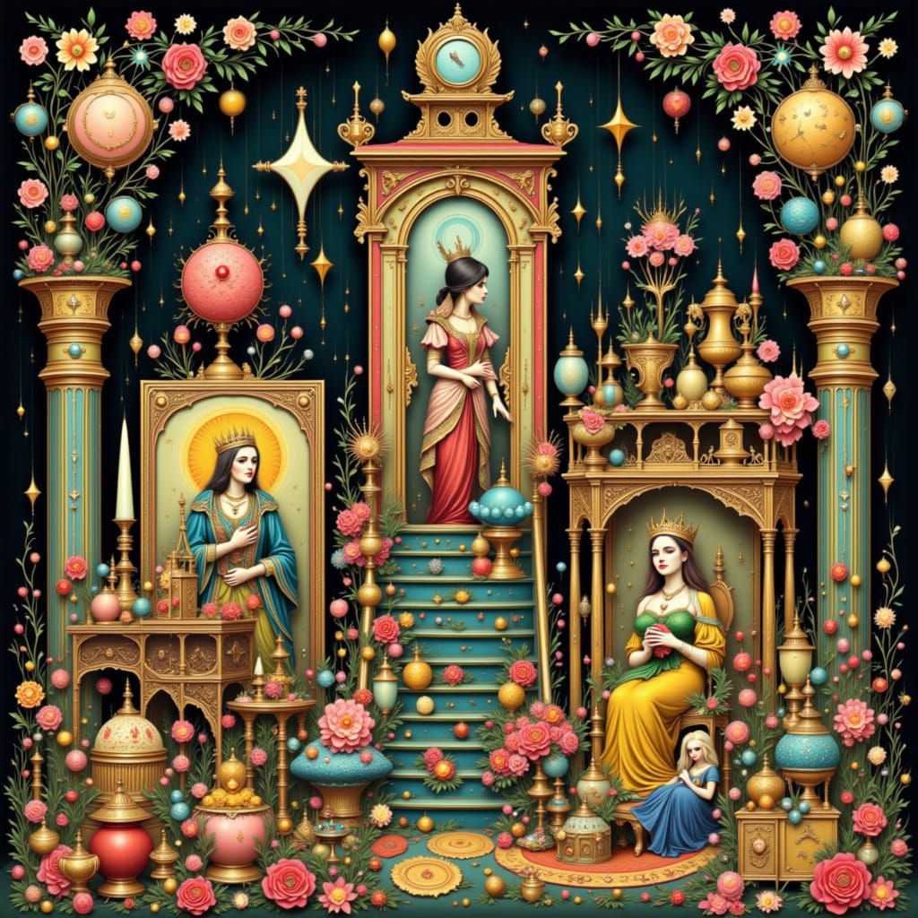 Whimsical Card Dioramas: King of Diamonds, Ace of Clubs, Que...