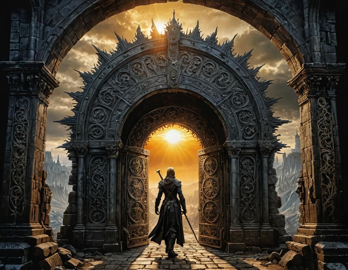 Medieval Entrance: Fae Elf Royalty in Oil Painting Style