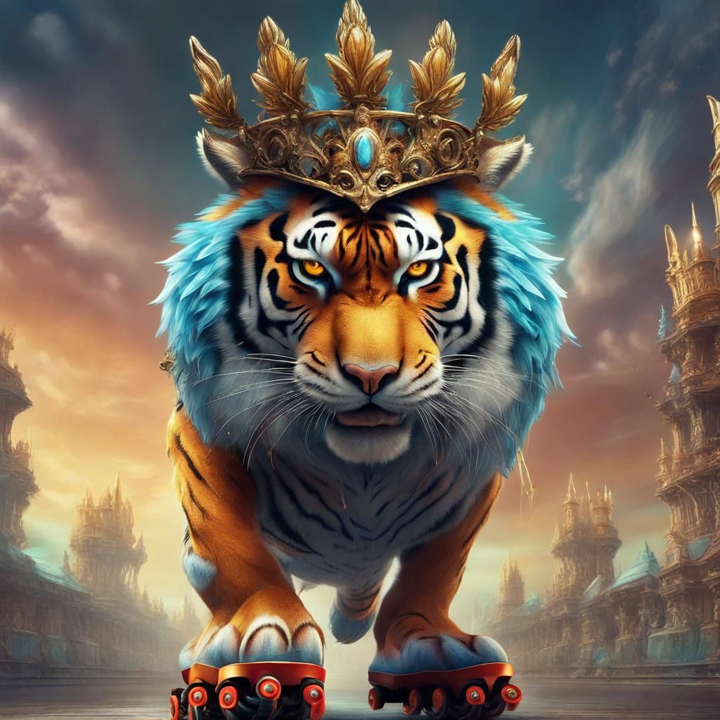 Winged Tiger King on Roller Skates
