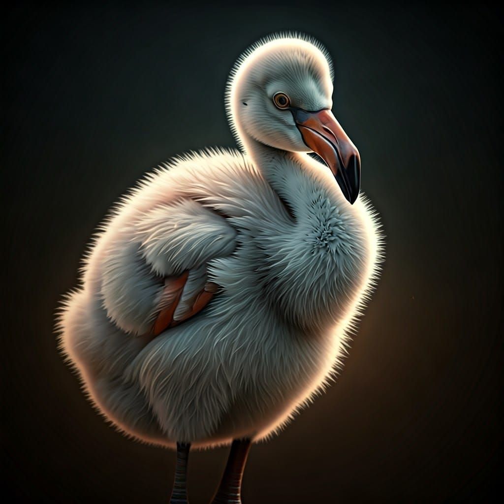 Striking Flamingo Portrait in Impressionistic Style