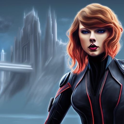 Taylor Swift as Black Widow: Detailed Matte Painting